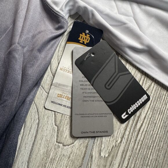 Notre Dame Irish 1/4 Zip Pullover Men’s XL White Blue Hombre Colosseum NWT - Picture 5 of 11